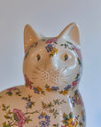 Pair of XL Ceramic Floral Cats