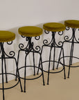 Set of x4 French Art Deco Forged Bar Stools