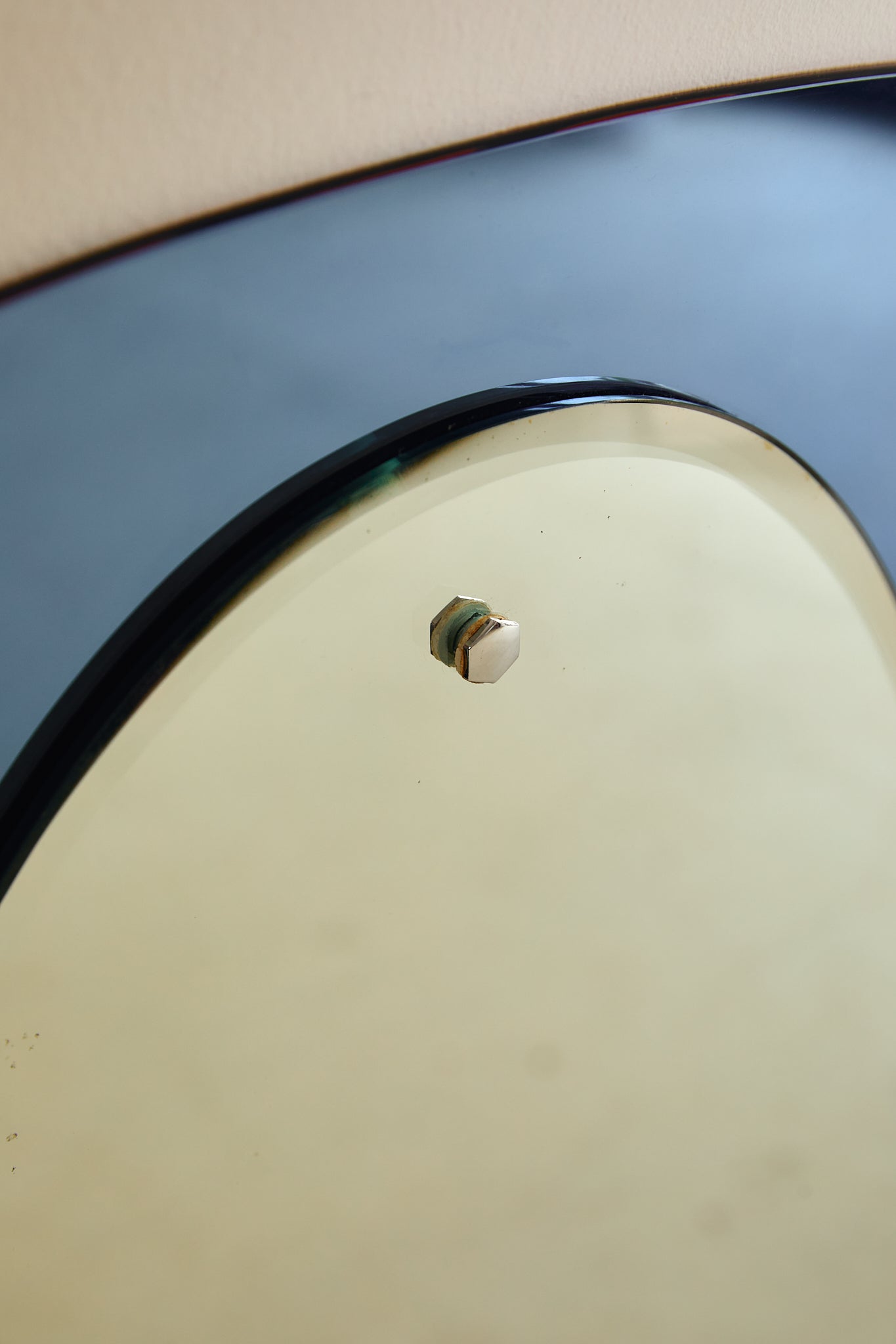 Pair of Round Blue Glass Italian Mirrors