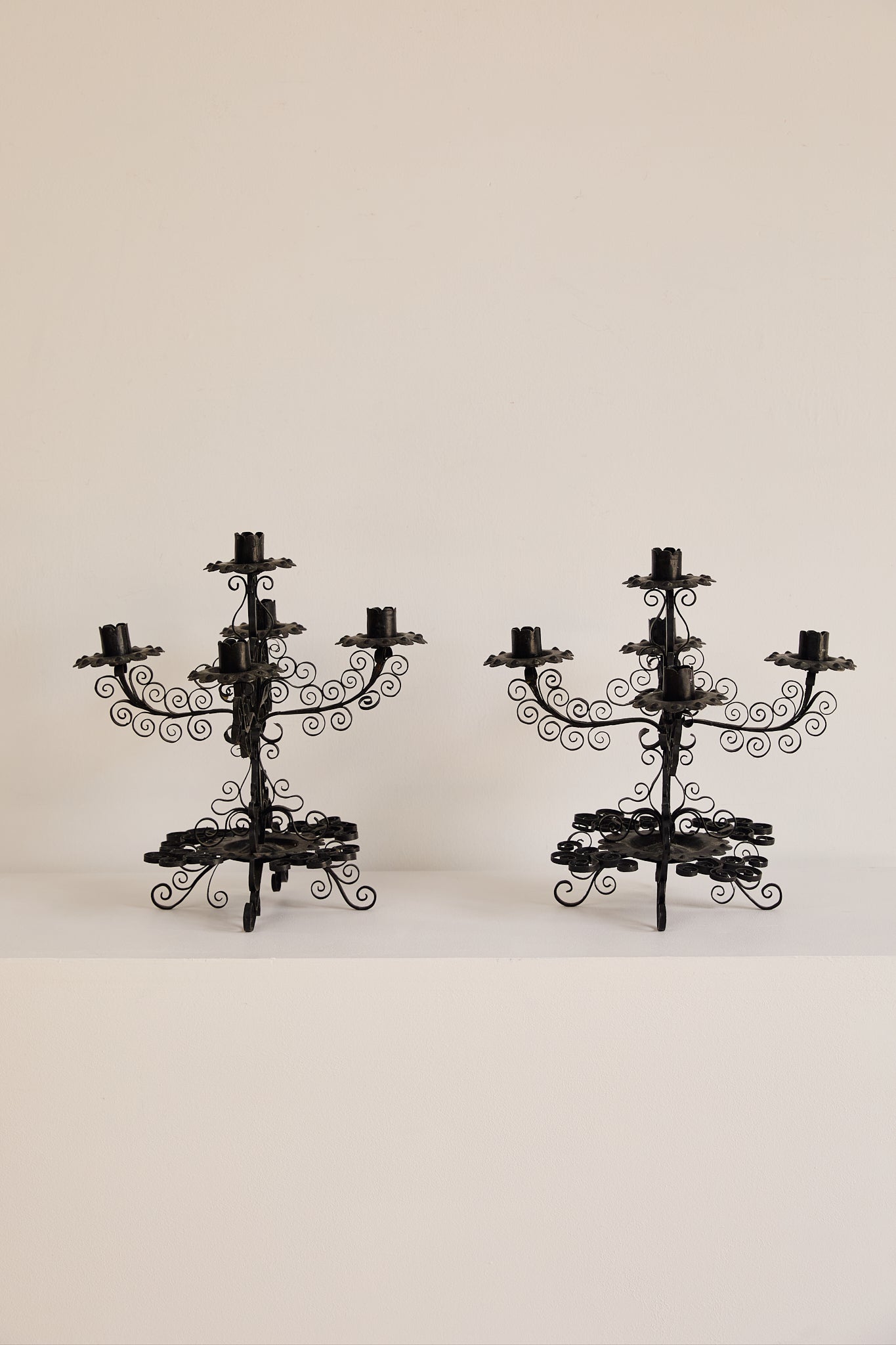 Pair of Iron Candelabras