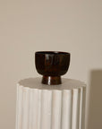 Vintage Japanese Hand Carved Zelkova Wood Pedestal Bowl
