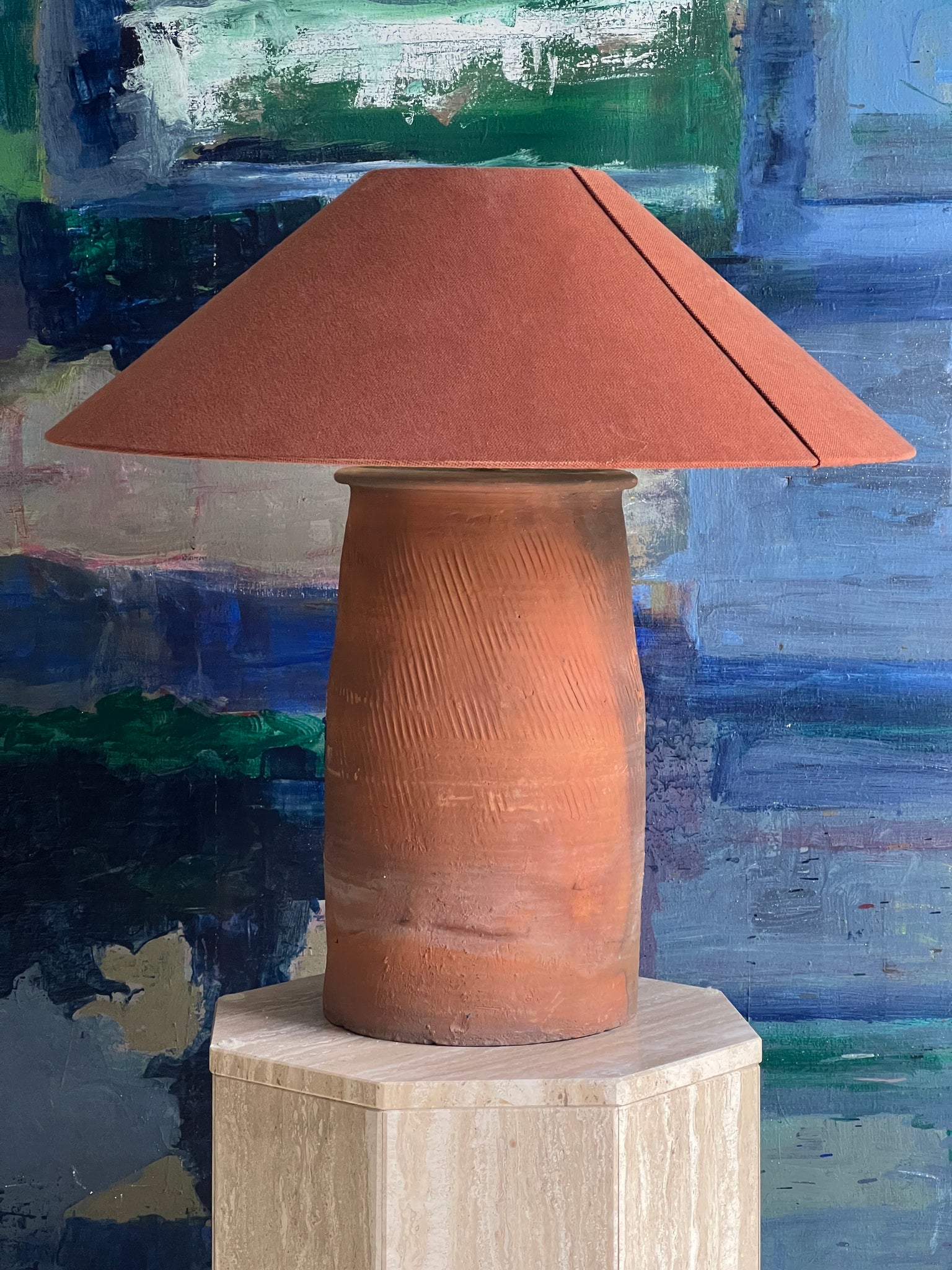 XL Terracotta 1980s Lamp