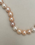 Vintage Pink Large Cultured Pearl Necklace With Silver Clasp