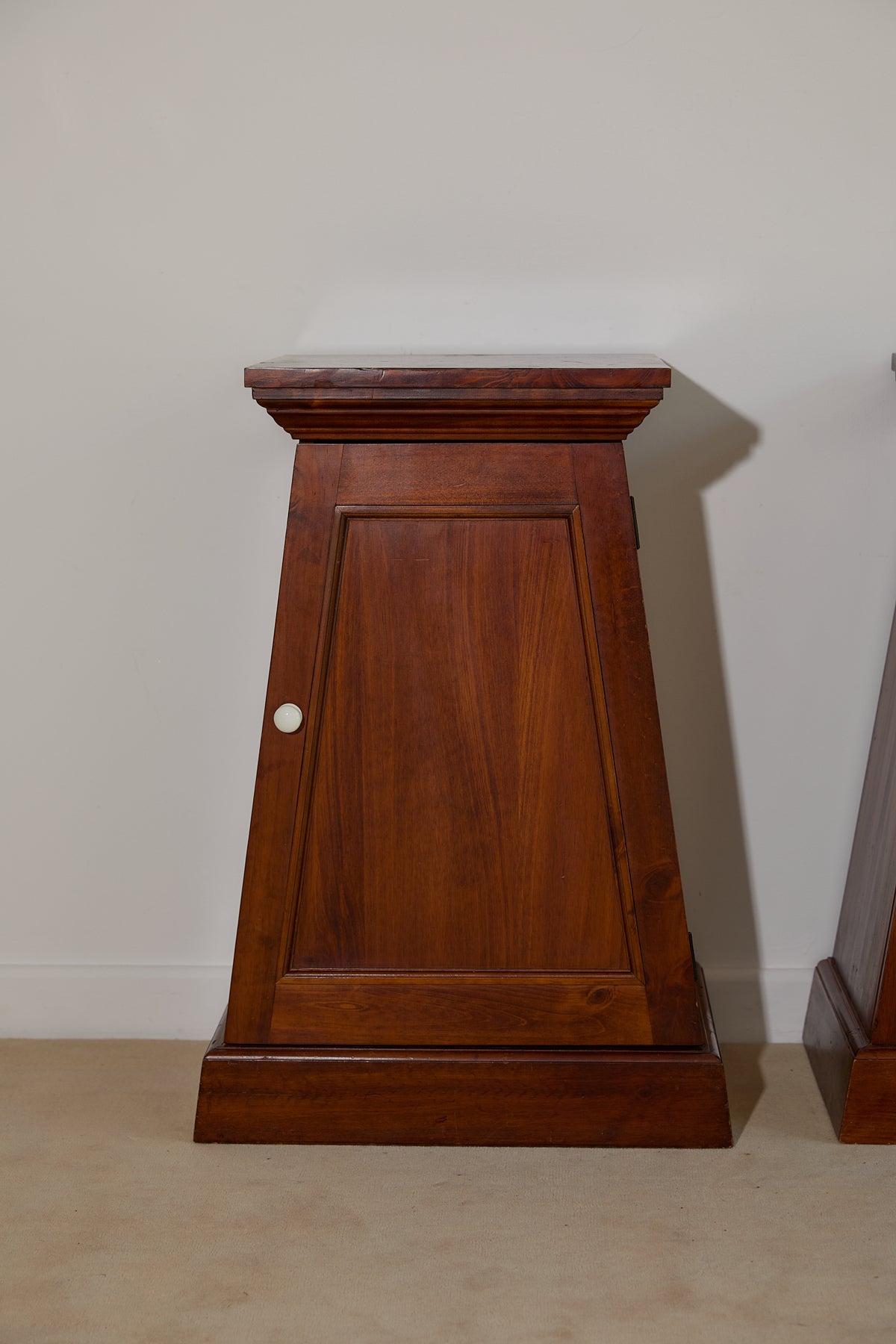 Pair of Vintage Tapered Wooden Pedestal Bedside Tables