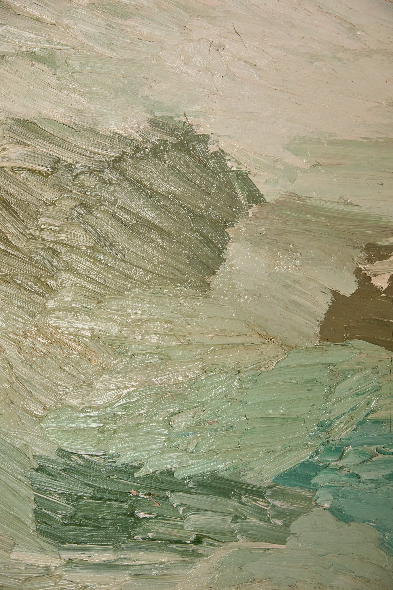 Thick Icy Toned Abstract Oil on Canvas