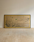 Vintage Japanese Folding Screen - Gold Leaf with Birds and Plum Blossoms