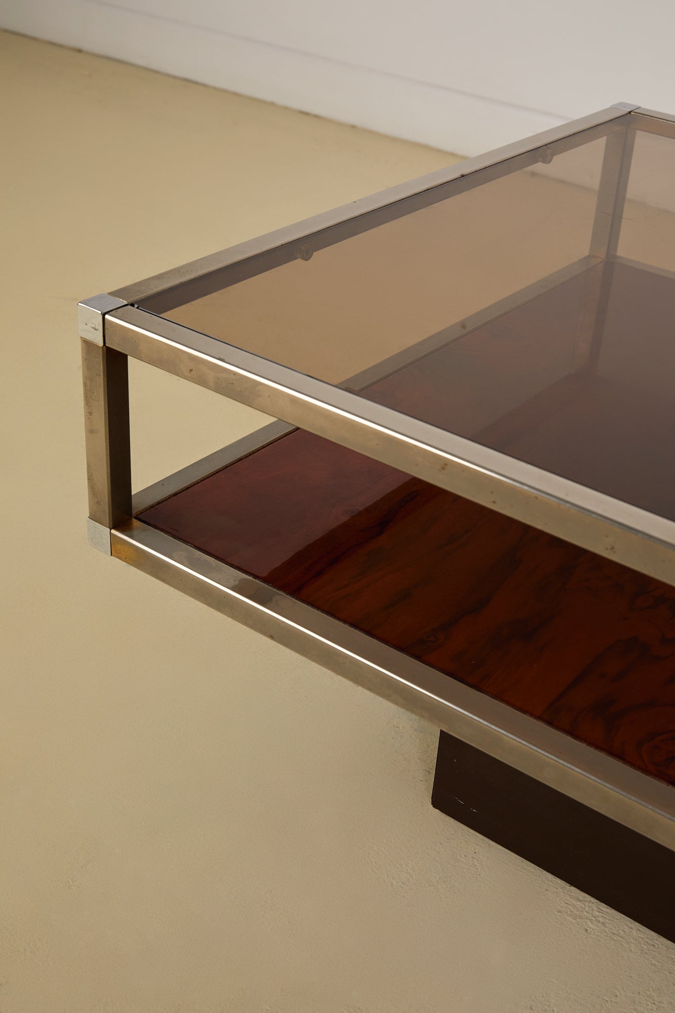 Burl and Chrome Coffee Table