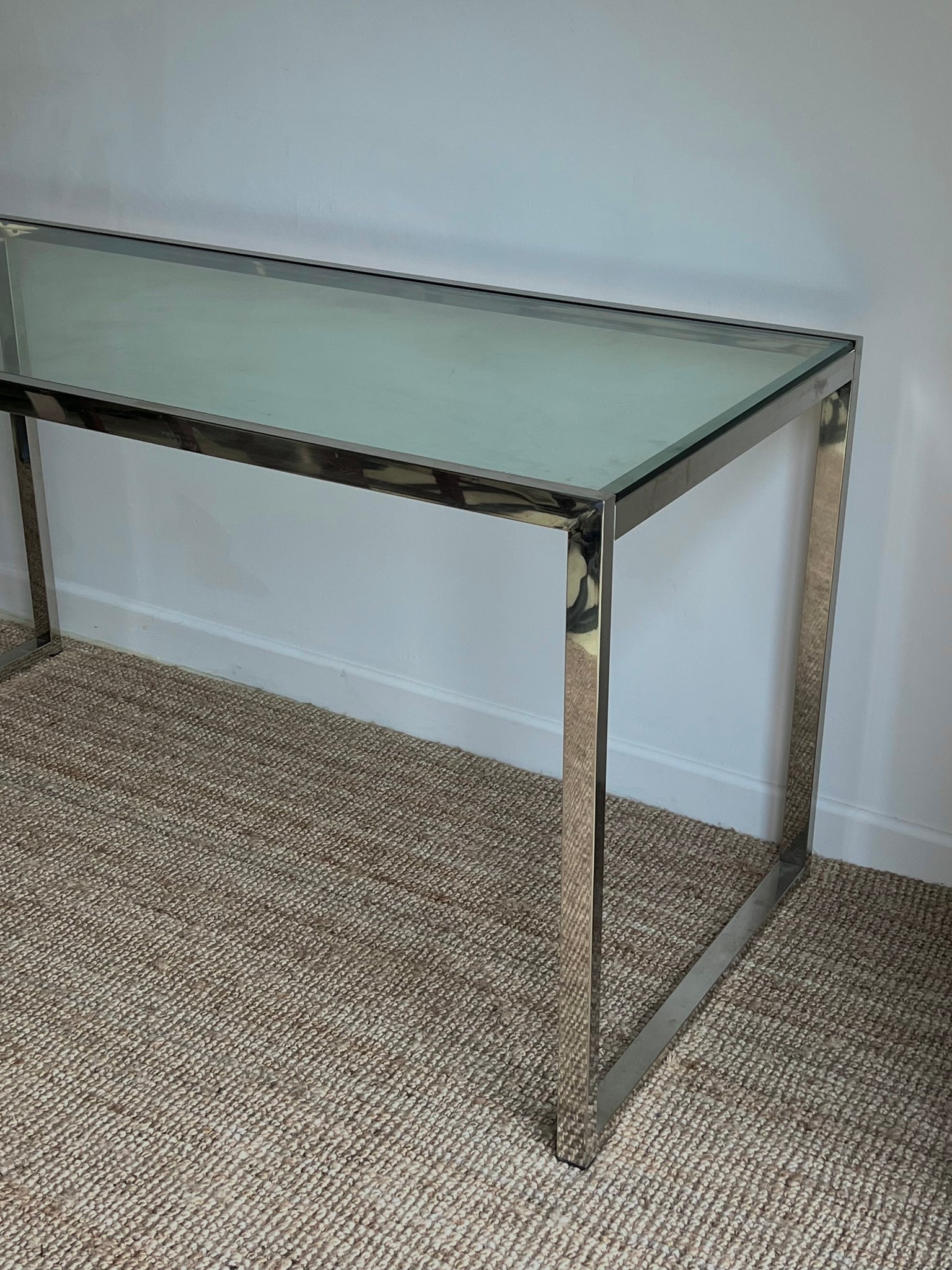 Chrome Metal and Glass Top Desk