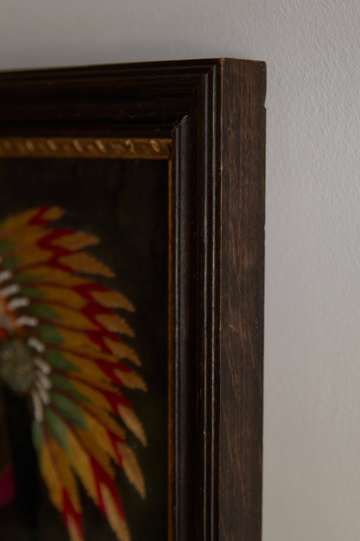 Antique Native American Chief Embroidered Portrait