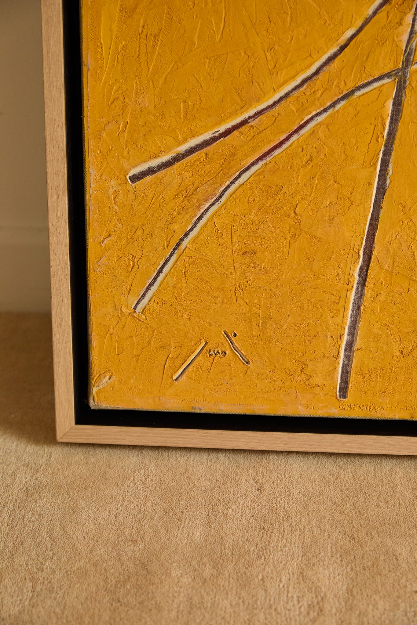 Georges Ferrato (b.1949) Large French Contemporary Abstract Painting Textured Ochre