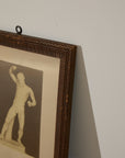 Vintage Classical Greek Nude Male Statue Photo – Ornate Geometric Parquet Framed Print