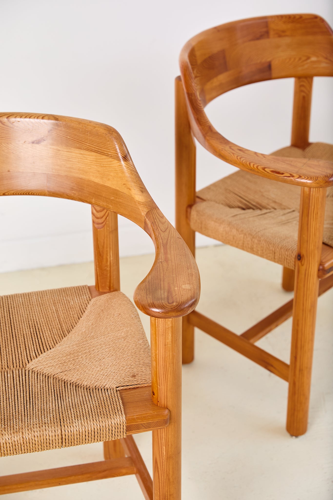 Set of 4 Rainer Daumiller Dining Chairs in Pine and Papercord, 1970s