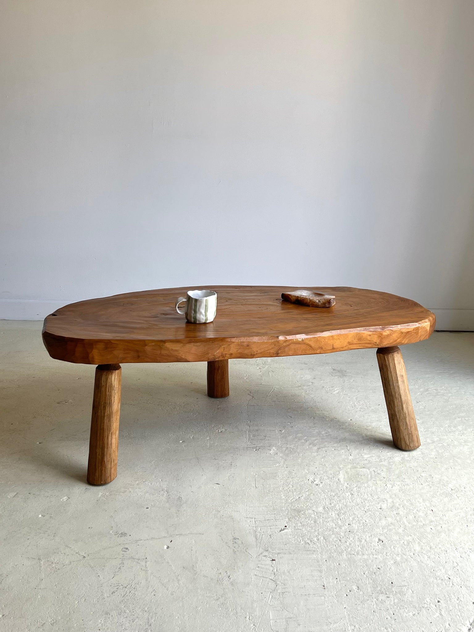 Solid Elm French Brutalist Coffee Table