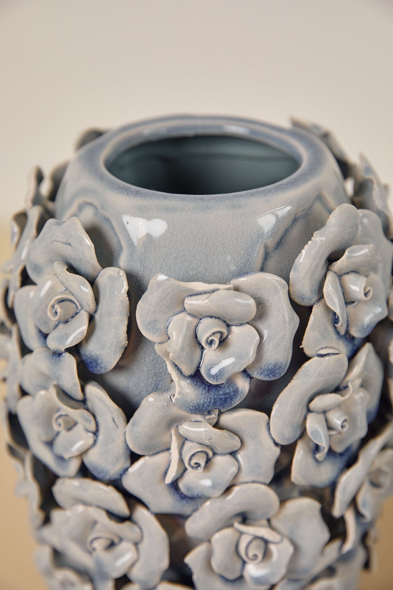 Blue Ceramic Rose Vase