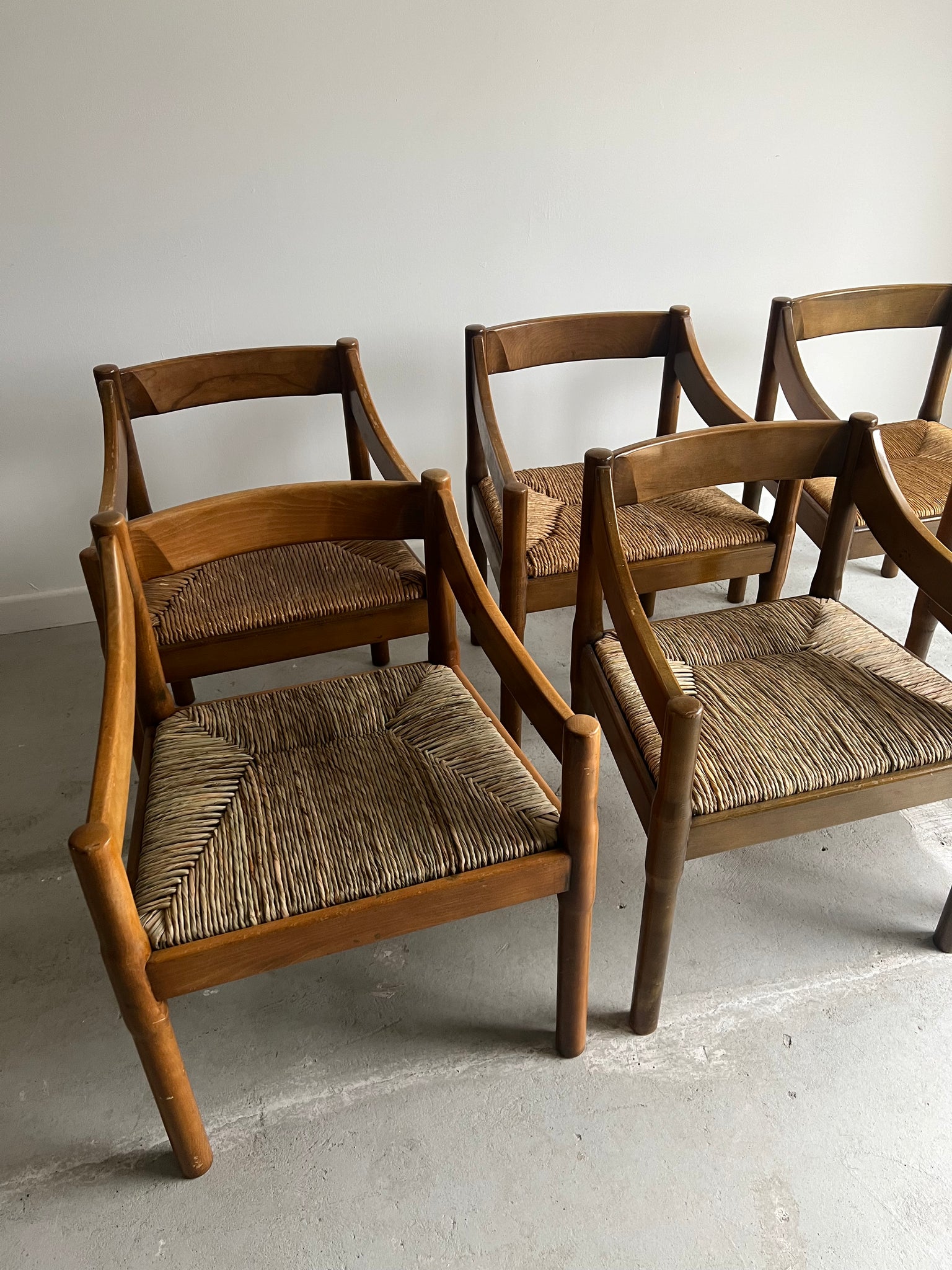 Brown Carimate Chairs by Vico Magistretti