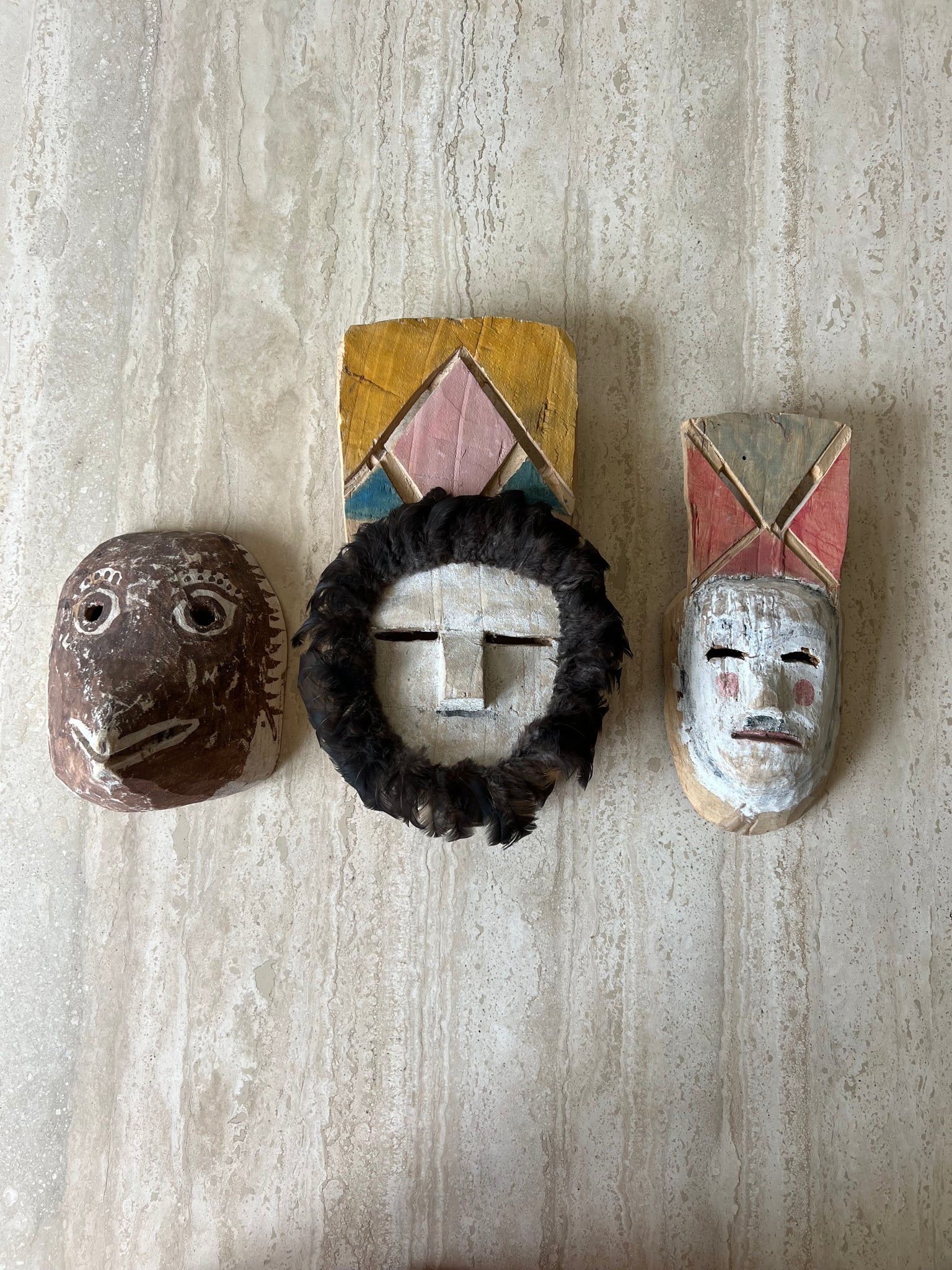 Tribal Mask with Feather Beard