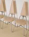 White Leather Geometric Dining Chairs By Rach Finazzi Set of x4