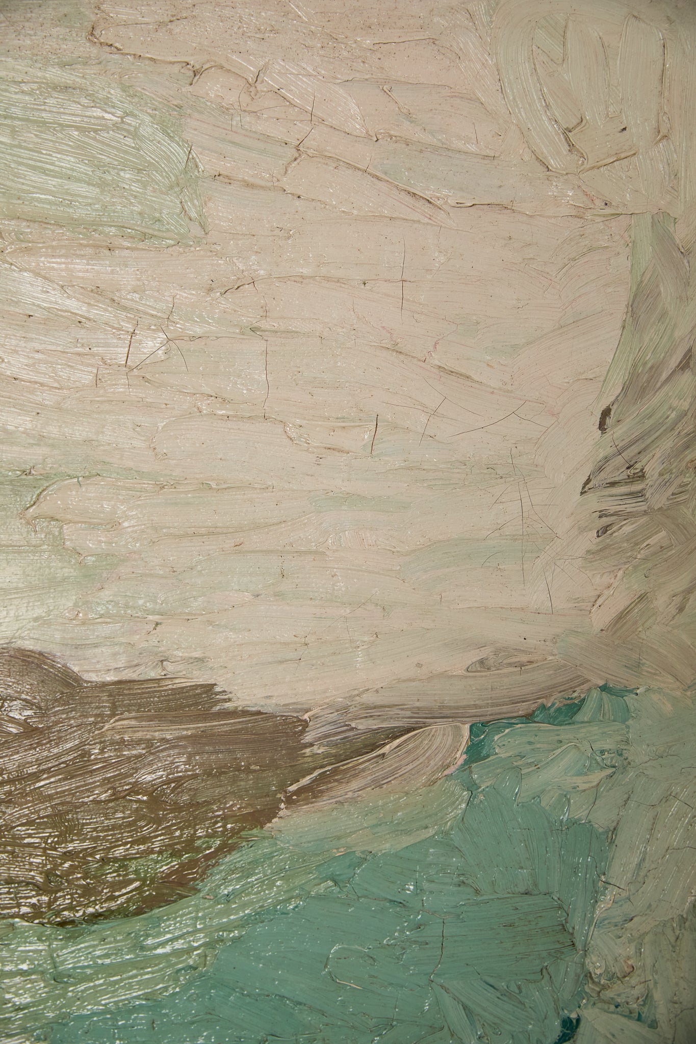 Thick Icy Toned Abstract Oil on Canvas