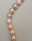 Vintage Pink Large Cultured Pearl Necklace With Silver Clasp