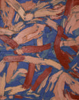 Original Georges Ferrato Abstract Impasto Oil Painting – Heavy Texture Blue & Pink and Red Composition