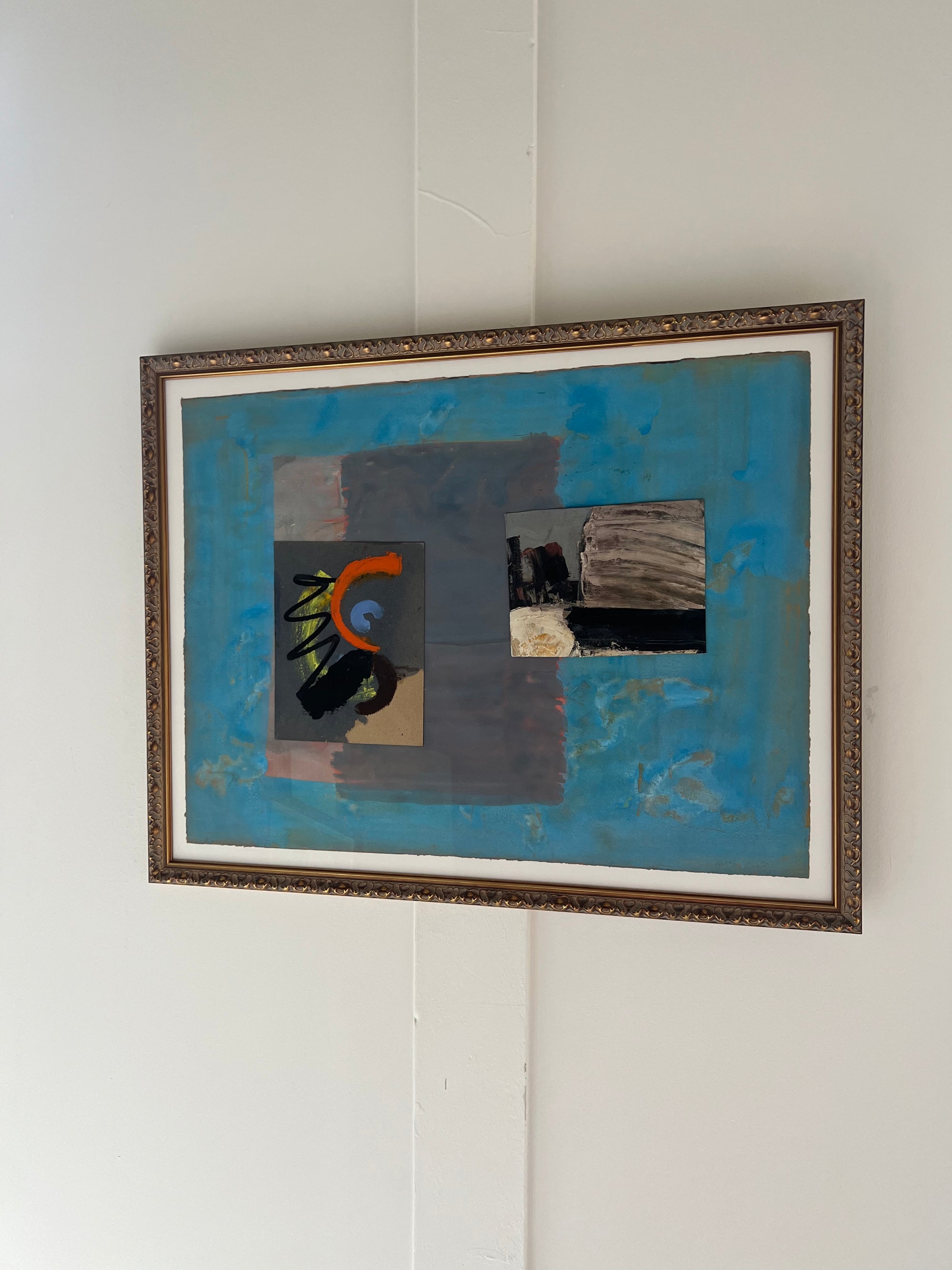 “Blue Collage” painting by A. Grant