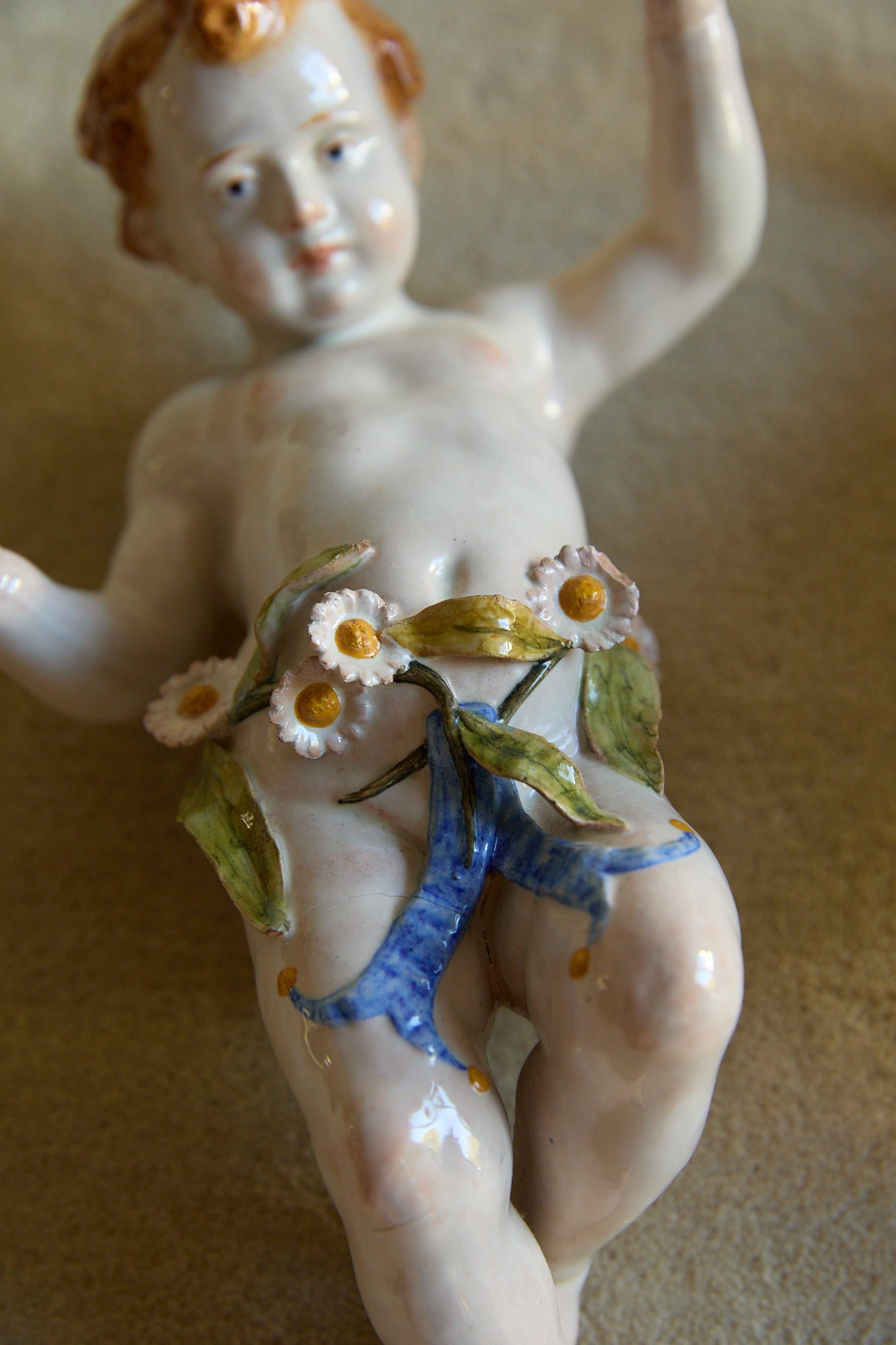 Vintage Italian Porcelain Wall Cherubs — Matching Pair