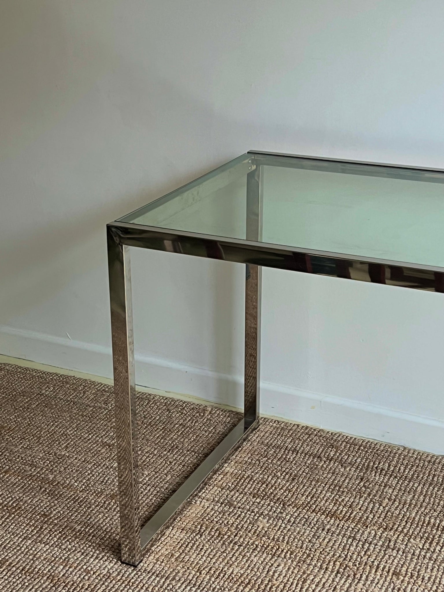 Chrome Metal and Glass Top Desk