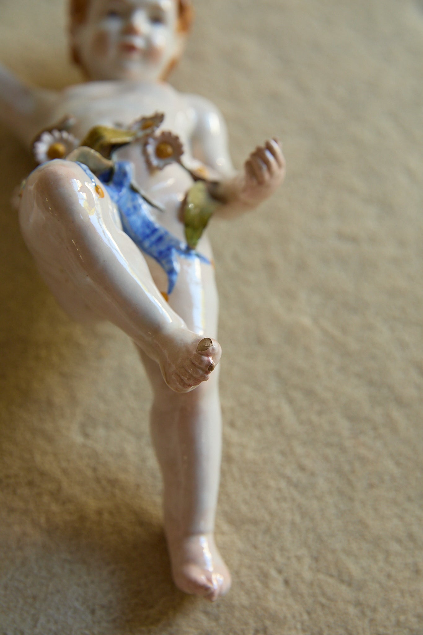 Vintage Italian Porcelain Wall Cherubs — Matching Pair