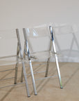 Pair of Lucite and Chrome Folding Chairs