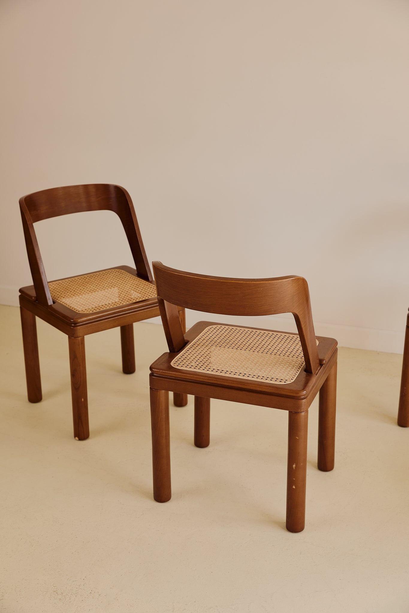 Cane and Curve Back Dining Chairs from RB Rossana 1960s, Set of 4