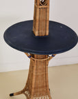 French Wicker Eiffel Tower Floor Lamp With Table