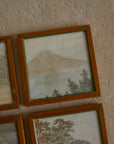 Vintage Japanese Hand-Embroidered Silk Landscape Art – Framed Set of 6
