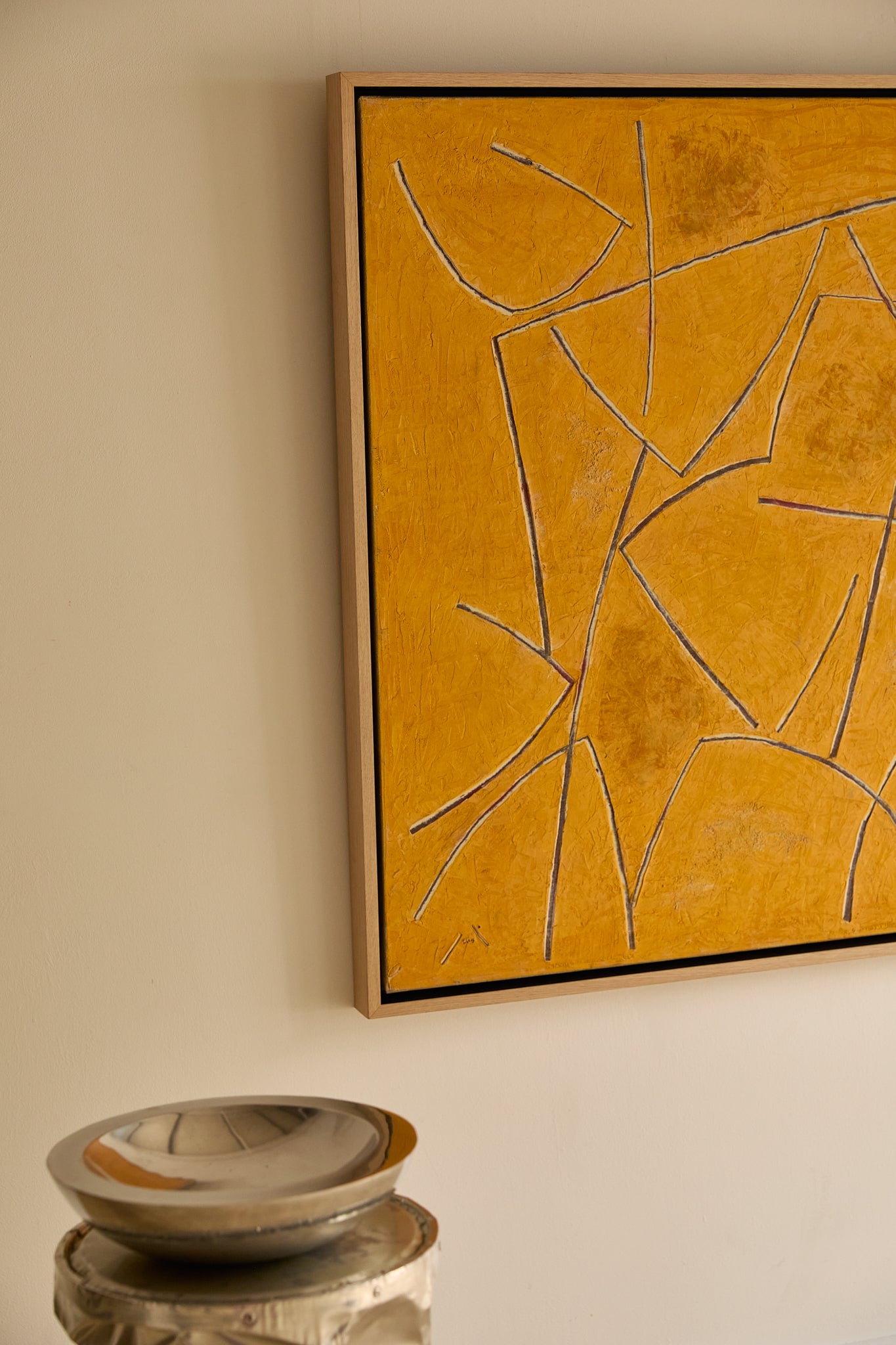 Georges Ferrato (b.1949) Large French Contemporary Abstract Painting Textured Ochre