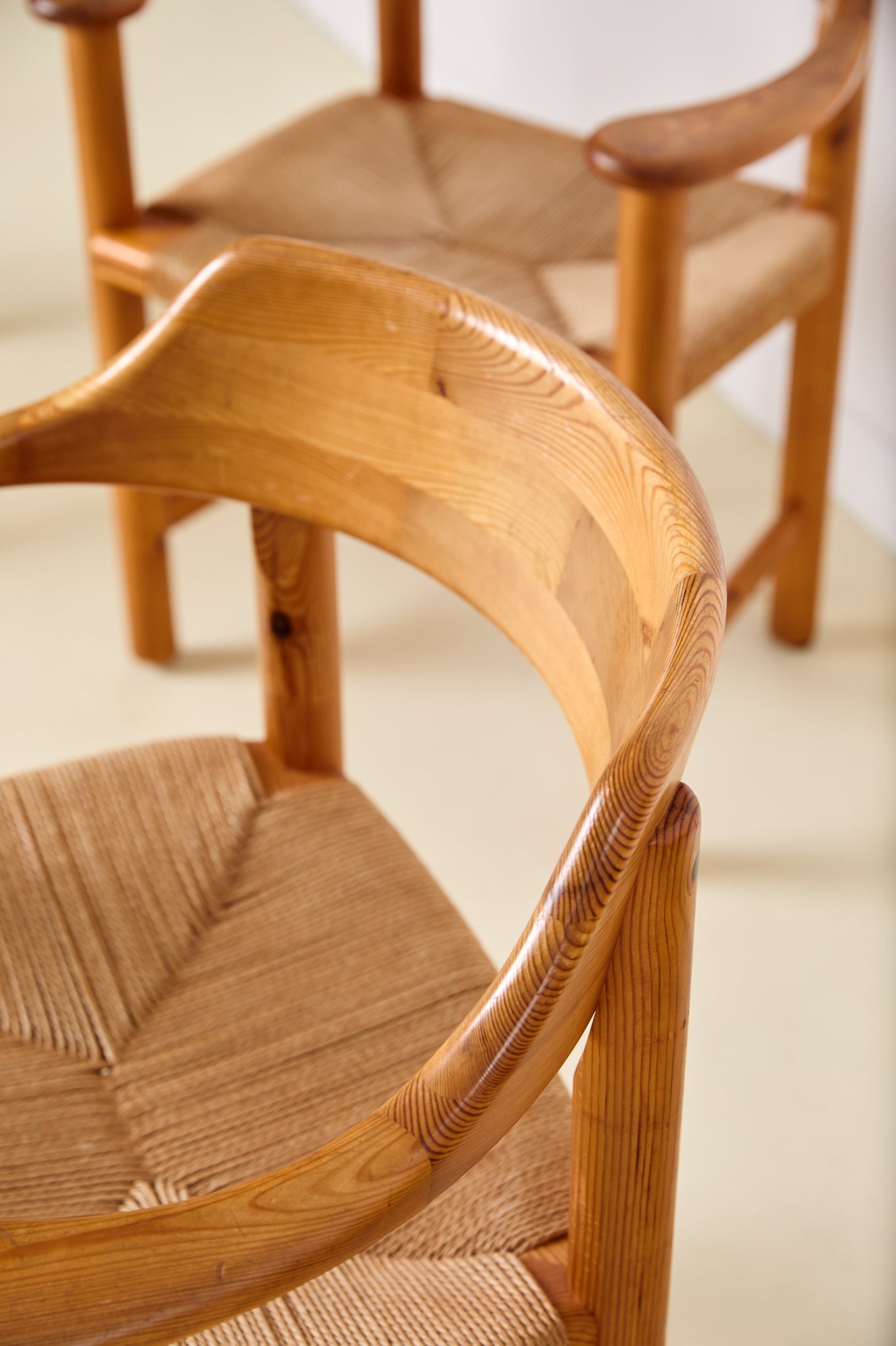 Set of 4 Rainer Daumiller Dining Chairs in Pine and Papercord, 1970s