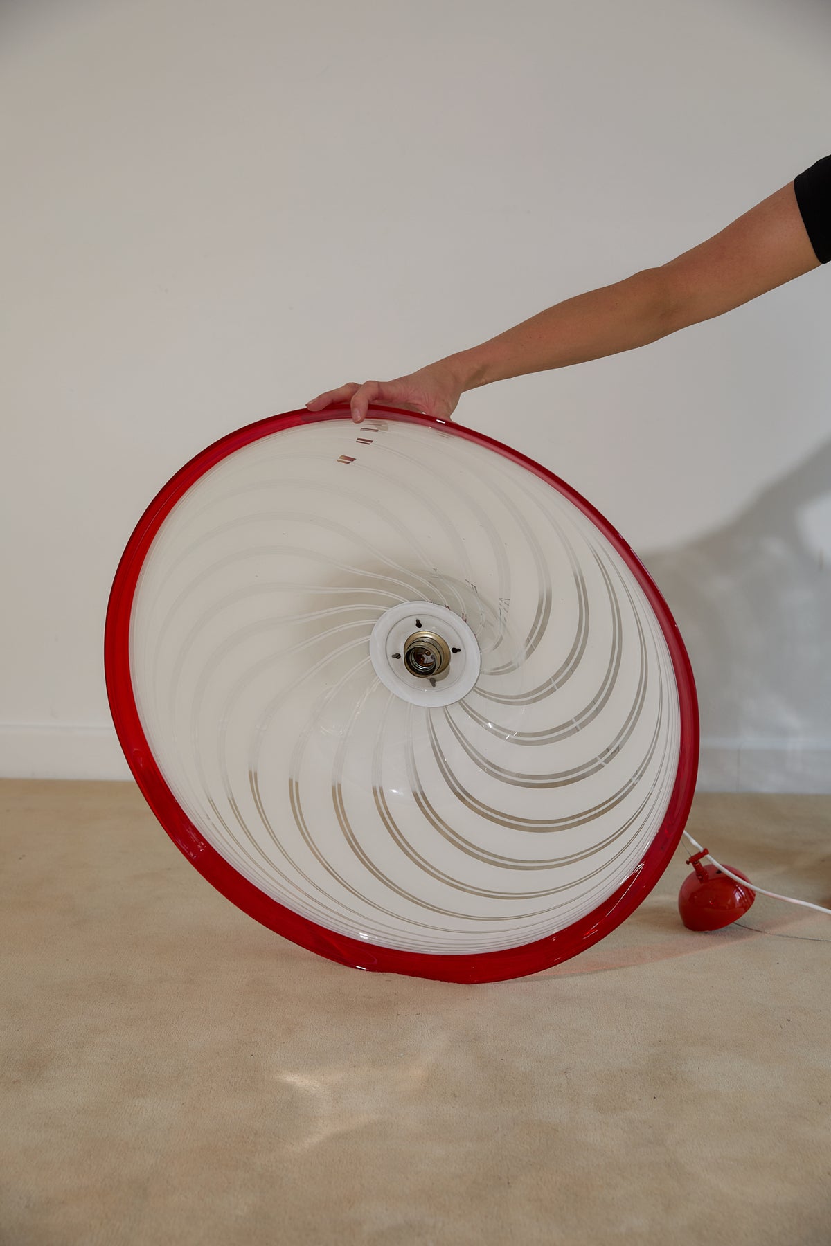 Vintage Mid-Century Murano Glass Space Age Swirl Pendant Light