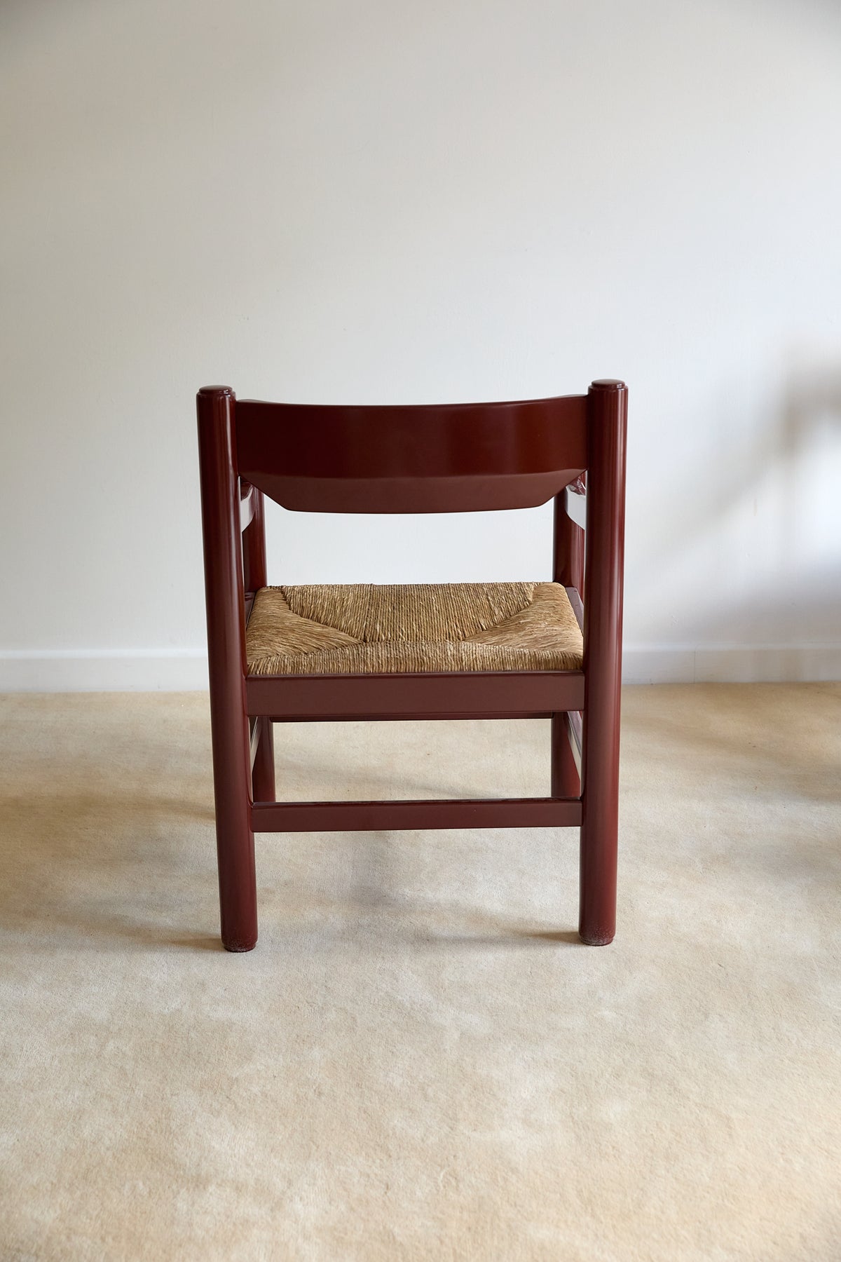 Mid-Century Modern Dining Set – Rectangular Wood Table with 6 Rush-Seat Chairs