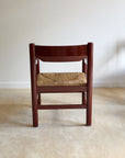 Mid-Century Modern Dining Set – Rectangular Wood Table with 6 Rush-Seat Chairs