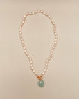 Vintage Freshwater Pearl Necklace With Aventurine Stone Heart