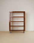 Italian Burl Wood Bookcase With Chrome Feet