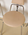 White Leather Geometric Dining Chairs By Rach Finazzi Set of x4
