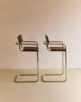 Pair of Cane and Chrome Bar Stools