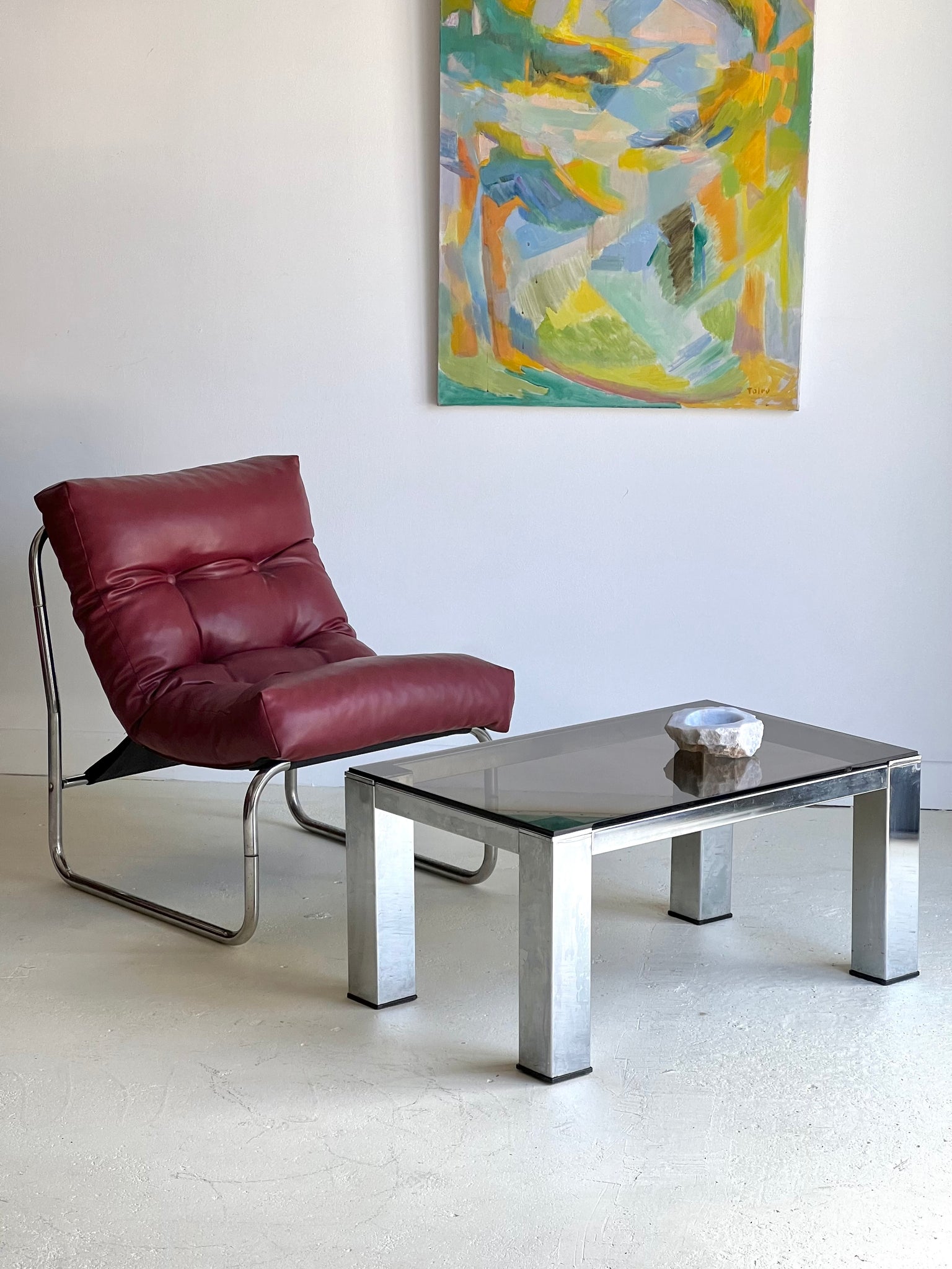 Smoked Glass and Chrome Coffee Table