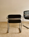 Pair of Vintage Postmodern Italian Black Leather & Tubular Chrome Cantilever Armchairs (c. 1970s–1980s)