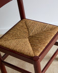 Mid-Century Modern Dining Set – Rectangular Wood Table with 6 Rush-Seat Chairs