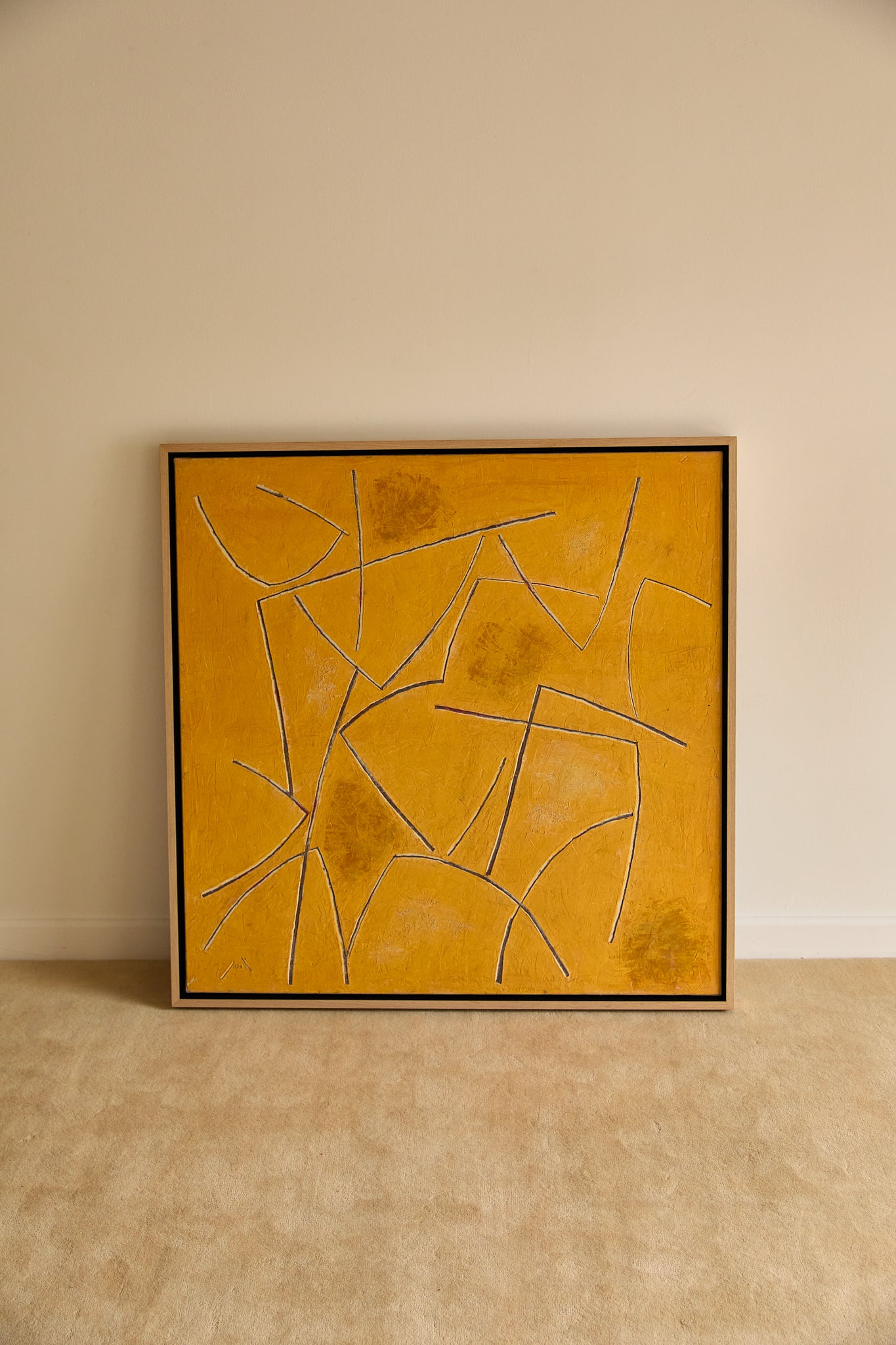 Georges Ferrato (b.1949) Large French Contemporary Abstract Painting Textured Ochre