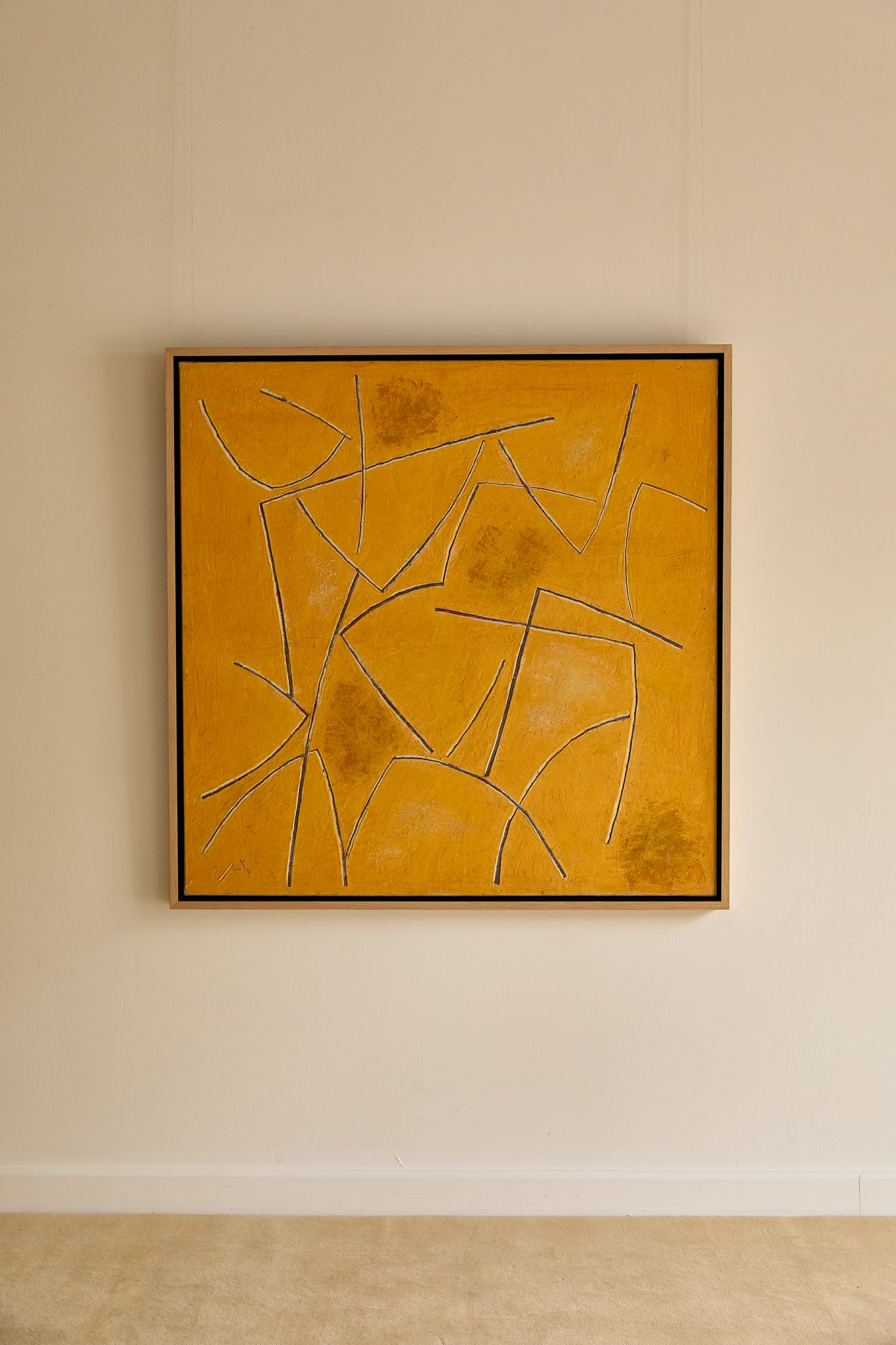 Georges Ferrato (b.1949) Large French Contemporary Abstract Painting Textured Ochre
