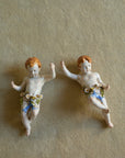 Vintage Italian Porcelain Wall Cherubs — Matching Pair