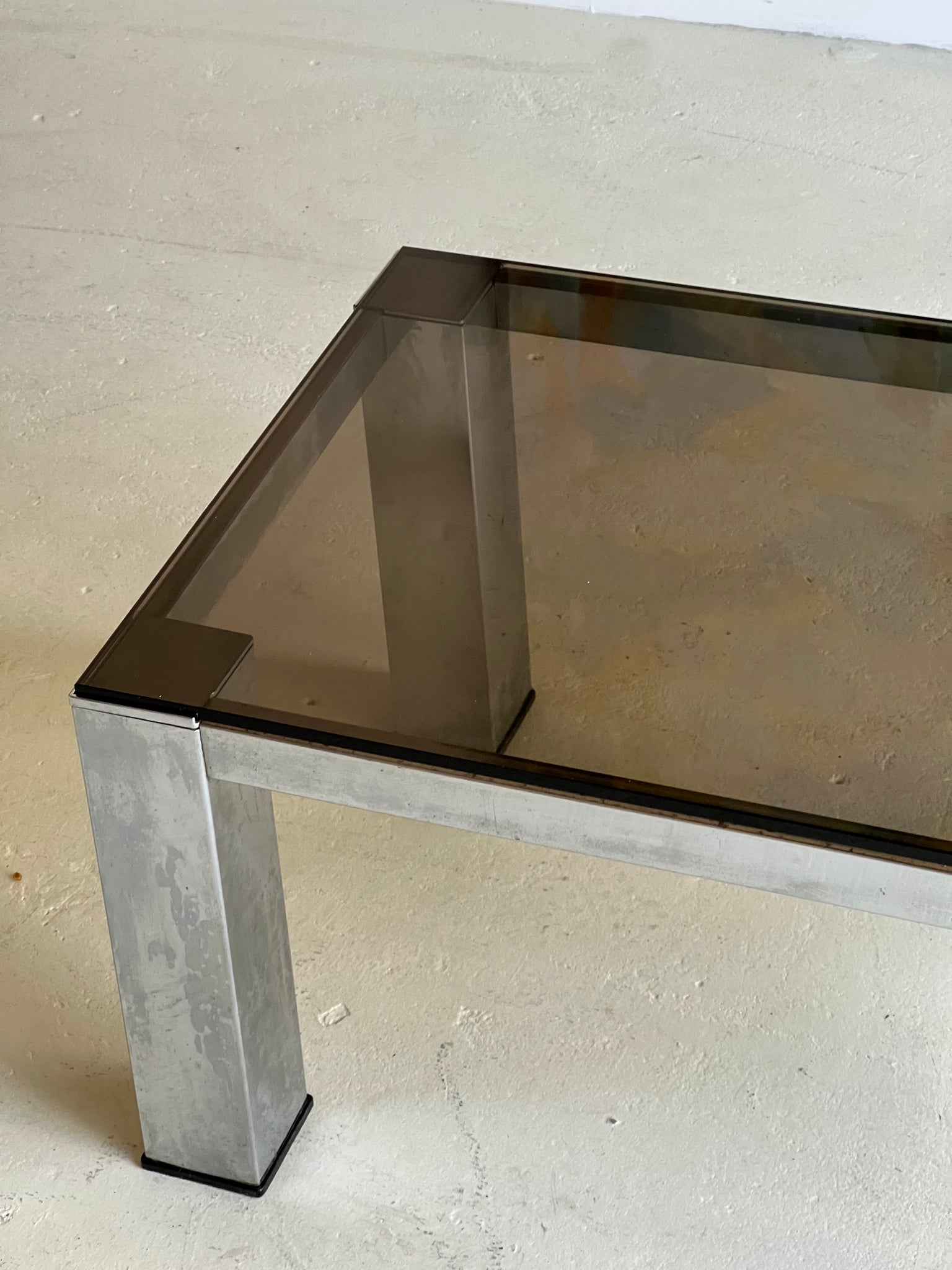 Smoked Glass and Chrome Coffee Table