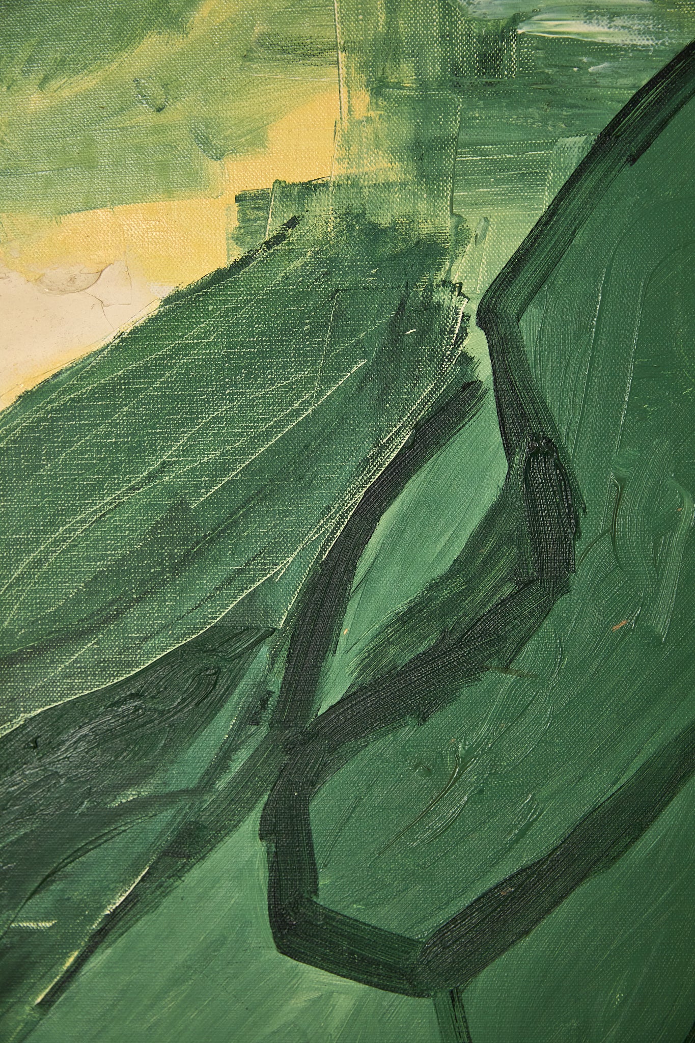 Green and Cream thick Oil on Canvas