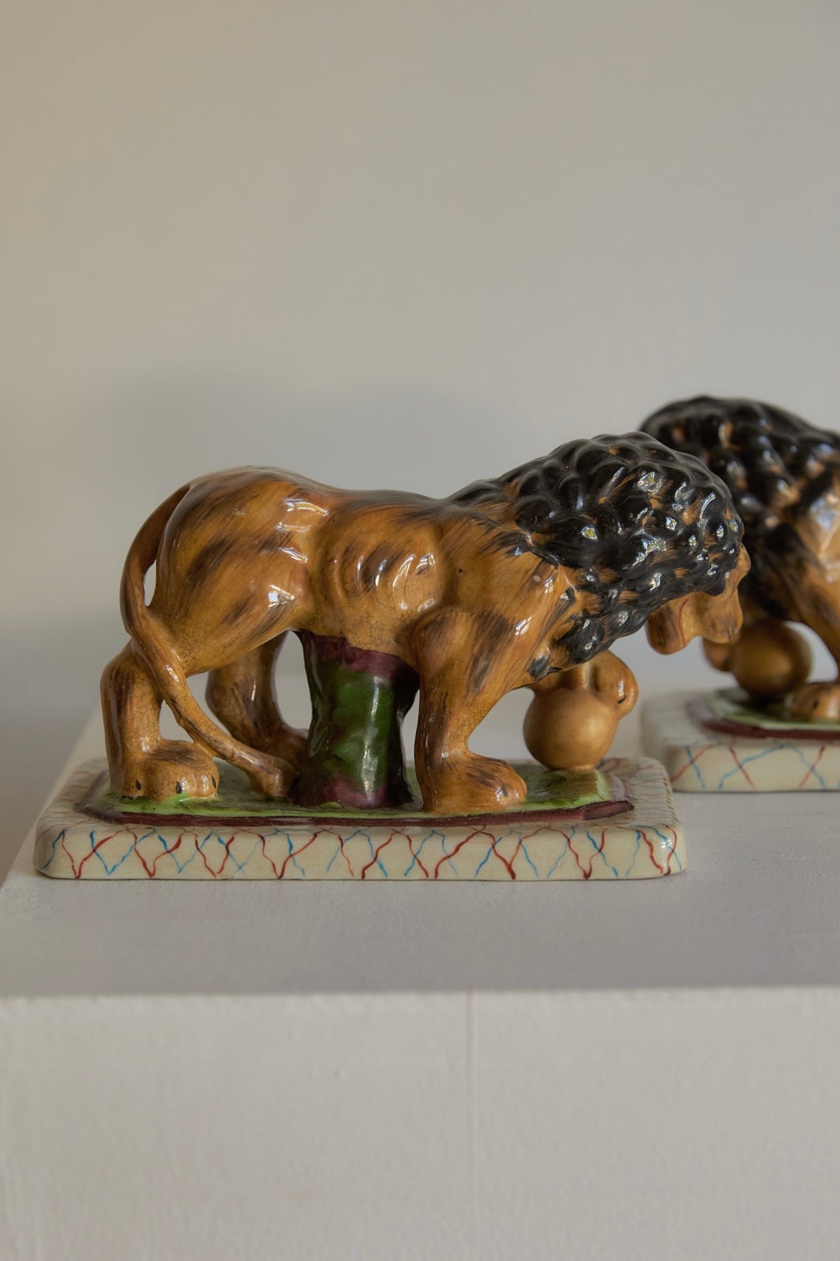 A Magnificent Pair of Vintage Medici-Style Pottery Lions